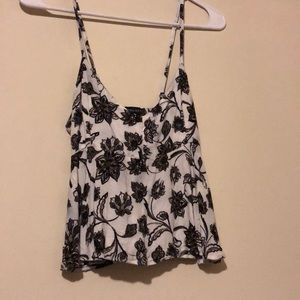 White floral flowy tank